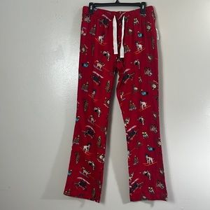 Old Navy red flannel holiday pajamas pants dog print size small